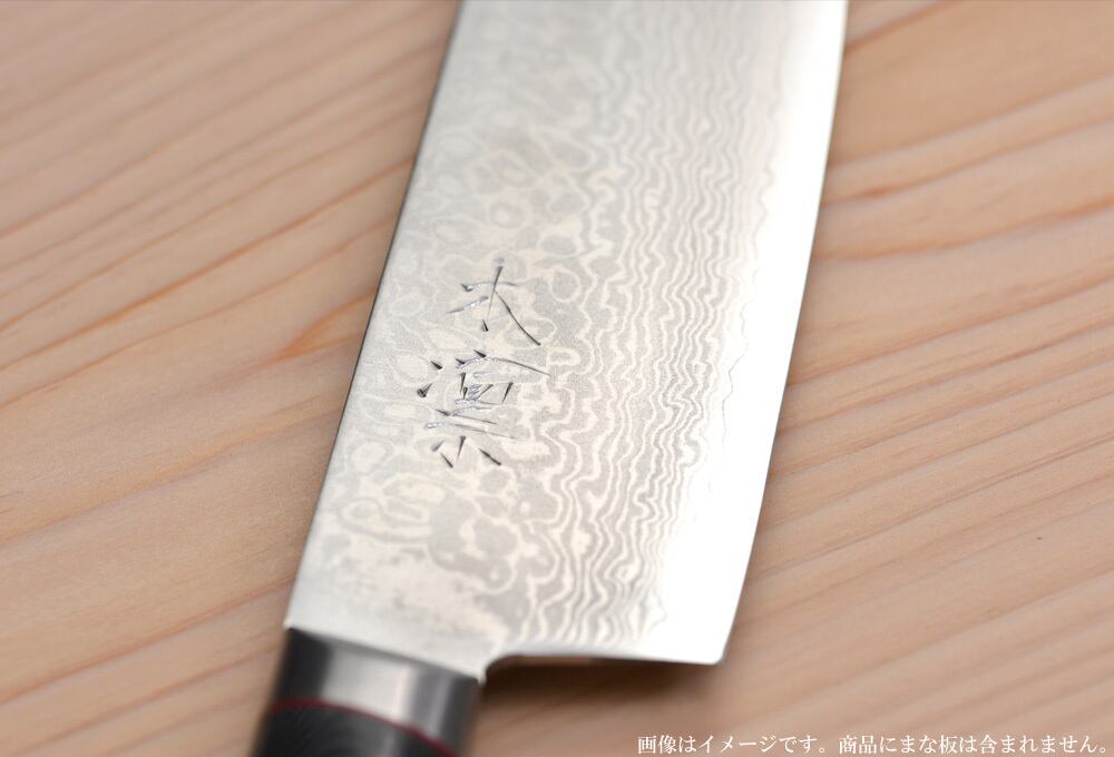たちばな 三徳包丁 ダマスカス鋼 白柄 包丁】三徳包丁 サイ ダマスカス鋼 マイカルタ柄 口金付 170mm（両利き
