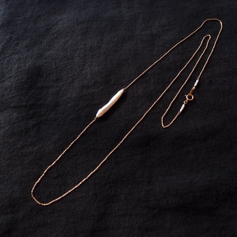 【K14gf】Stick Pearl Chain Necklace/スティックパール チェーンネックレス