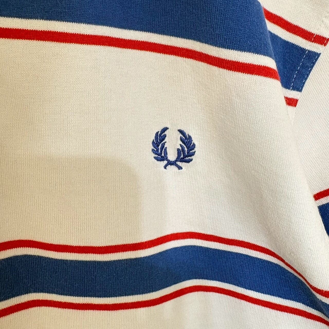 FRED PERRY フレッドペリー ポロシャツ S ボーダー 刺繍ロゴ ワン
