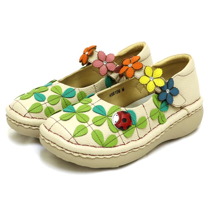 Estacionエスタシオン四つ葉のクローバーとてんとう虫24、5cm新品未使用 エスタシオンてんとう虫と花のウォーキングシューズ Estacion | 京都