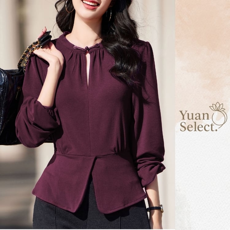 チャイナボタンデザイン やわらかニットトップス 3カラー YS00161