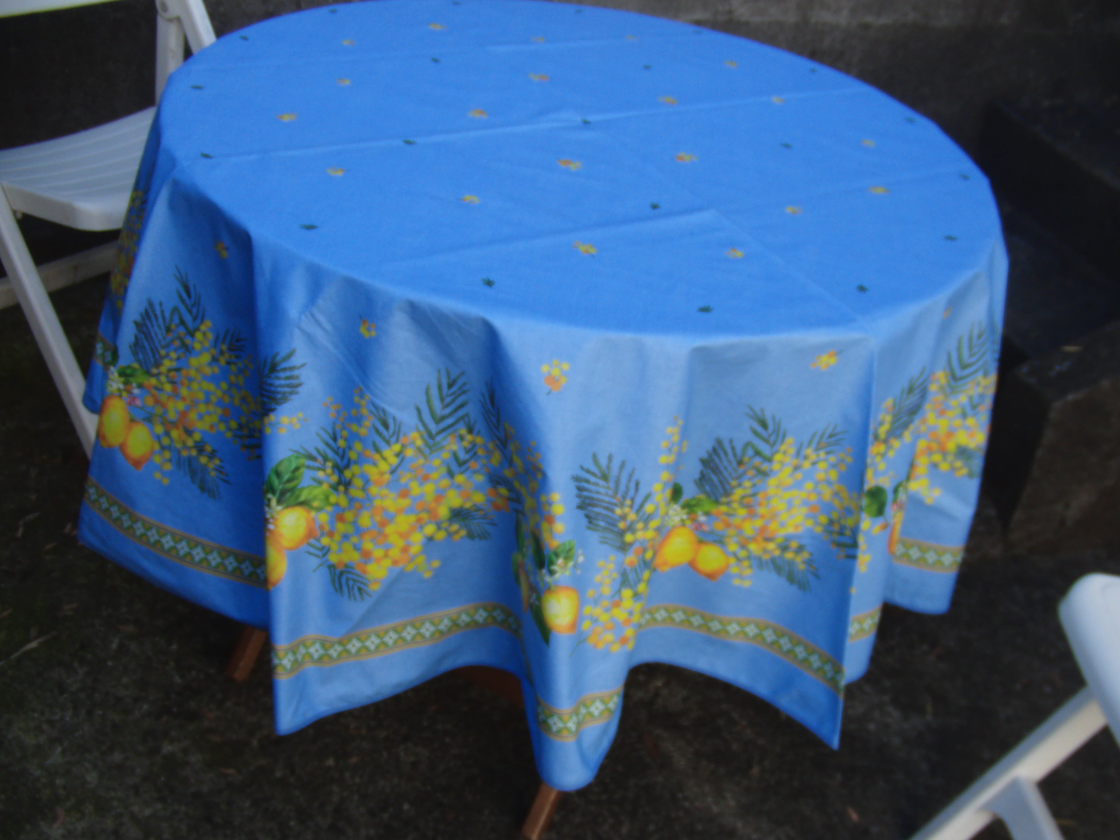 ◇フランスアンティーク｜プロヴァンス柄テーブルクロス円形ピンク