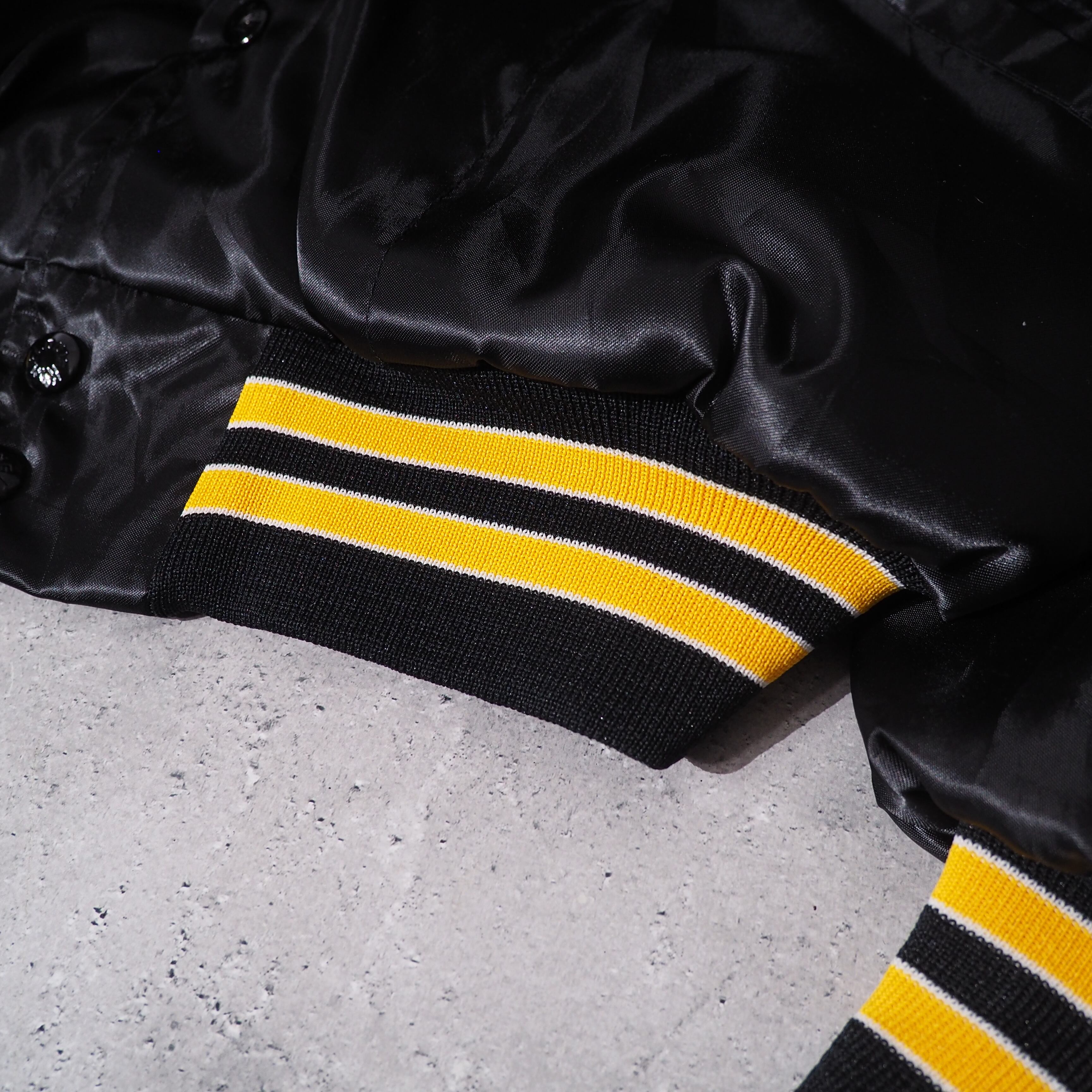 1970 - 80s " King Louie " Black satin vintage loose Stadium jacket (made in USA)