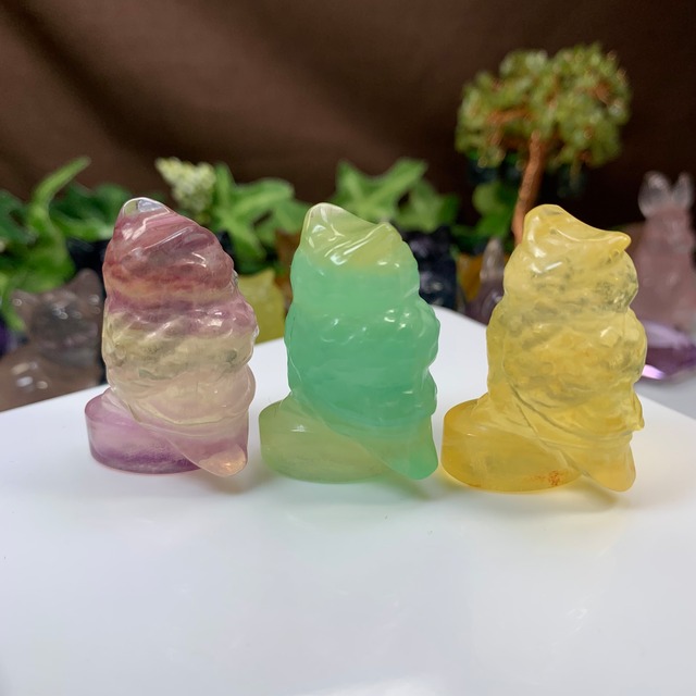 カラフルふくろう家族セット・フローライト