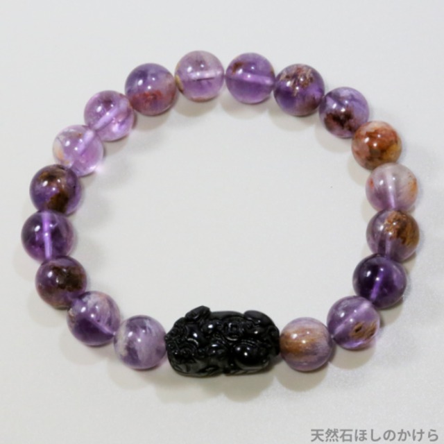 スーパーセブン（アメジストエレスチャル）貔貅のブレスレット (691)【財運・開運・迷いのない人生】