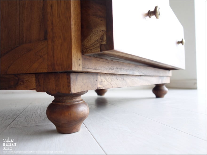 総無垢 チークチェストR80Med タンス 収納 箪笥 カントリー調 手作り