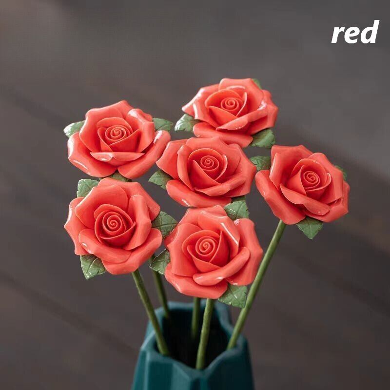 造花薔薇の置物 造花 バラ 薔薇 6本セット おしゃれ かわいい インテリア フェイク