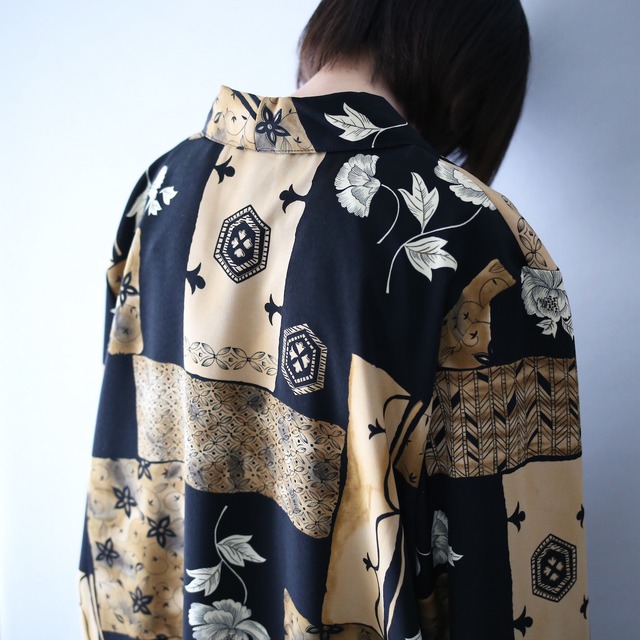 modern coloring art flower pattern loose silhouette easy tailored jacket