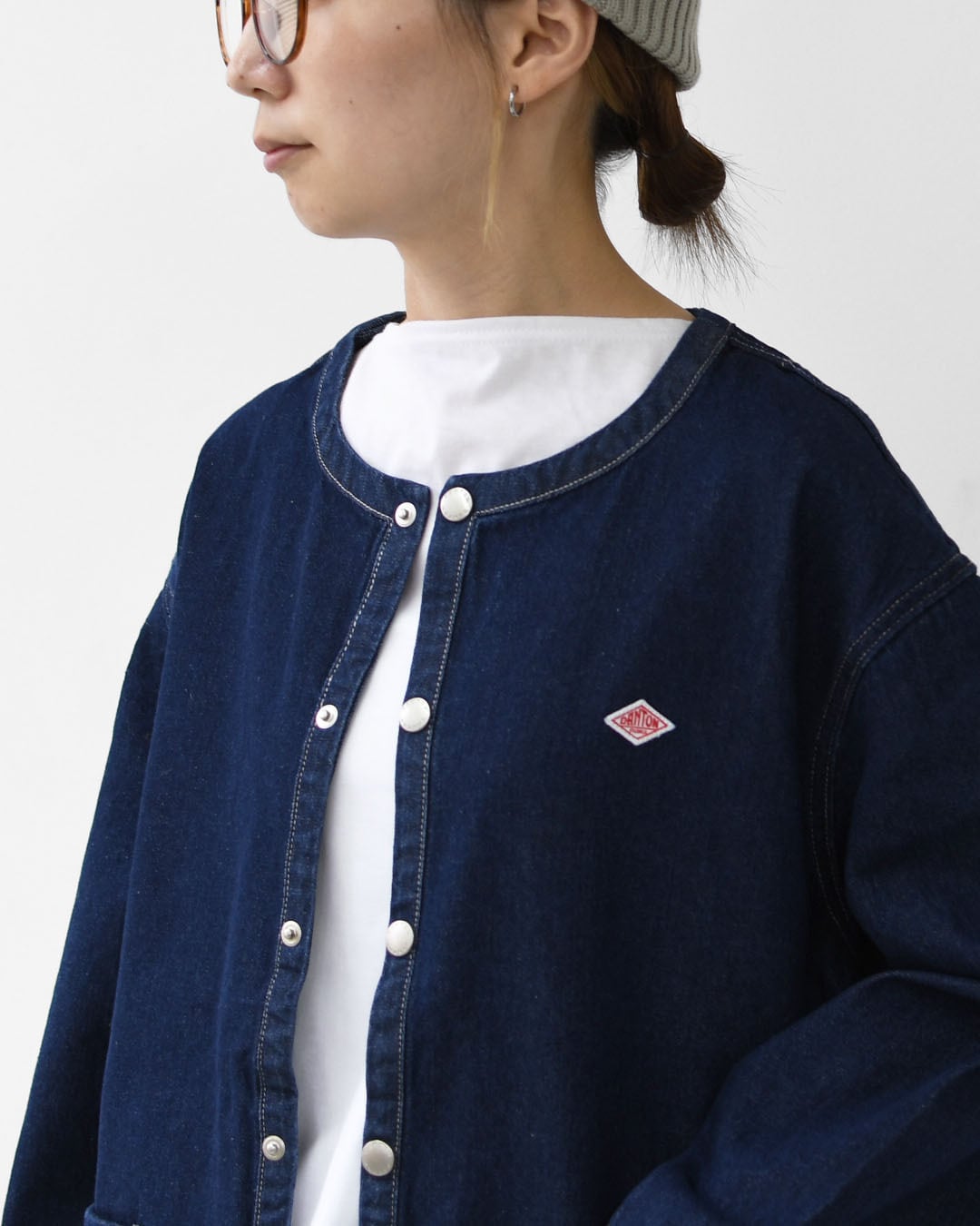 DANTON [ダントン] W DENIM COLLARLESS JACKET [DT-B0397DNS] デニム