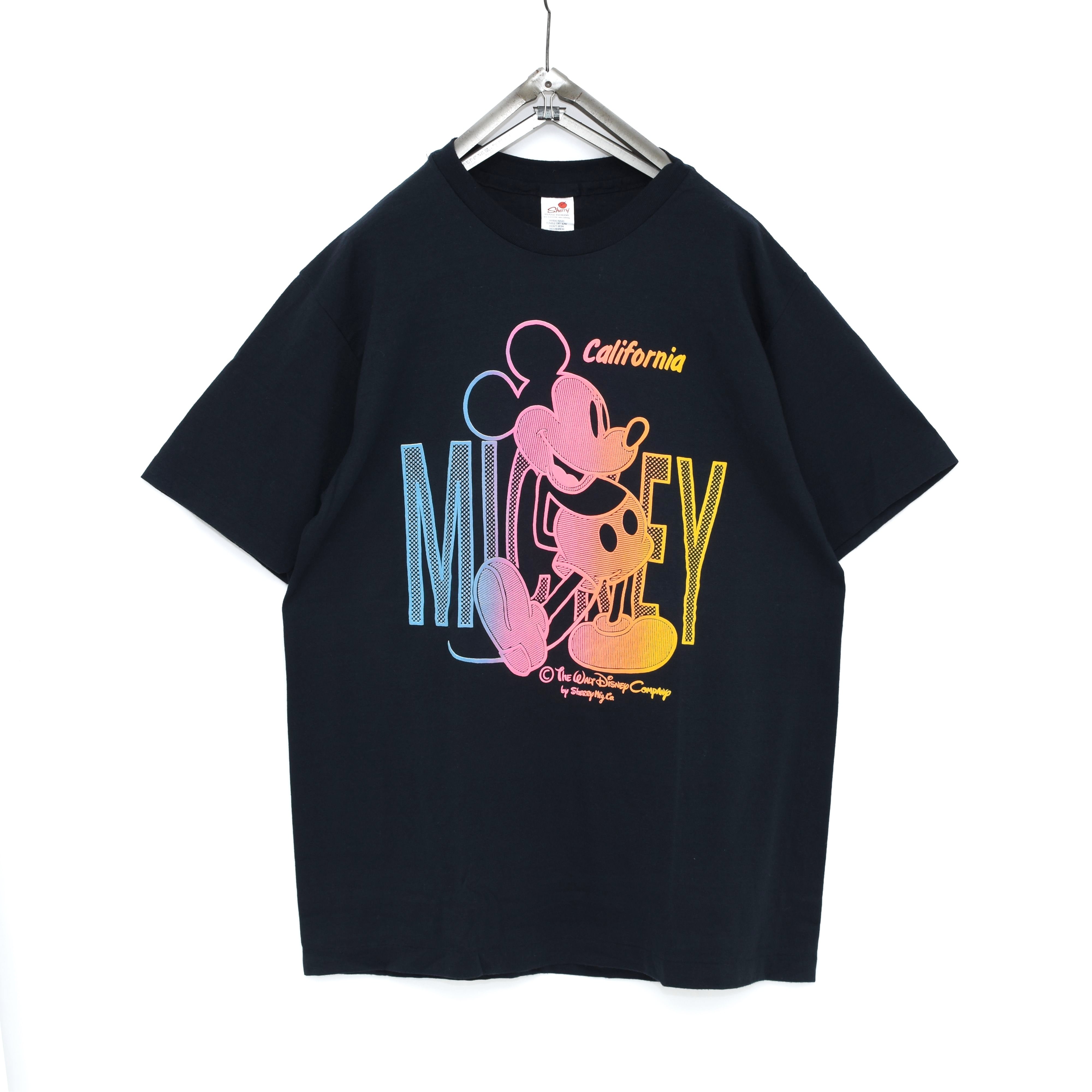 ミッキーマウス ディズニー SHERRY'S USA製 総柄Tシャツ M