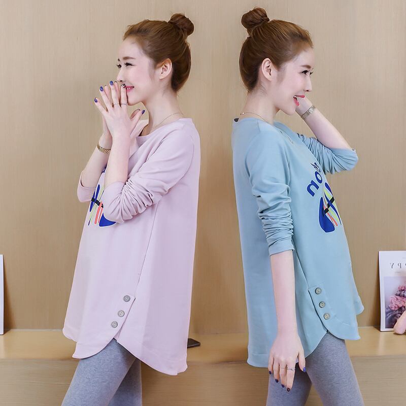 【新作】【送料無料】 3301＃マタニティ服春秋ファッションコットン長袖ブラウスゆったりとしたスタイリッシュなドレス妊婦ママトップス ロング スプリング 春物 オータム 秋物 AL expec356643721548