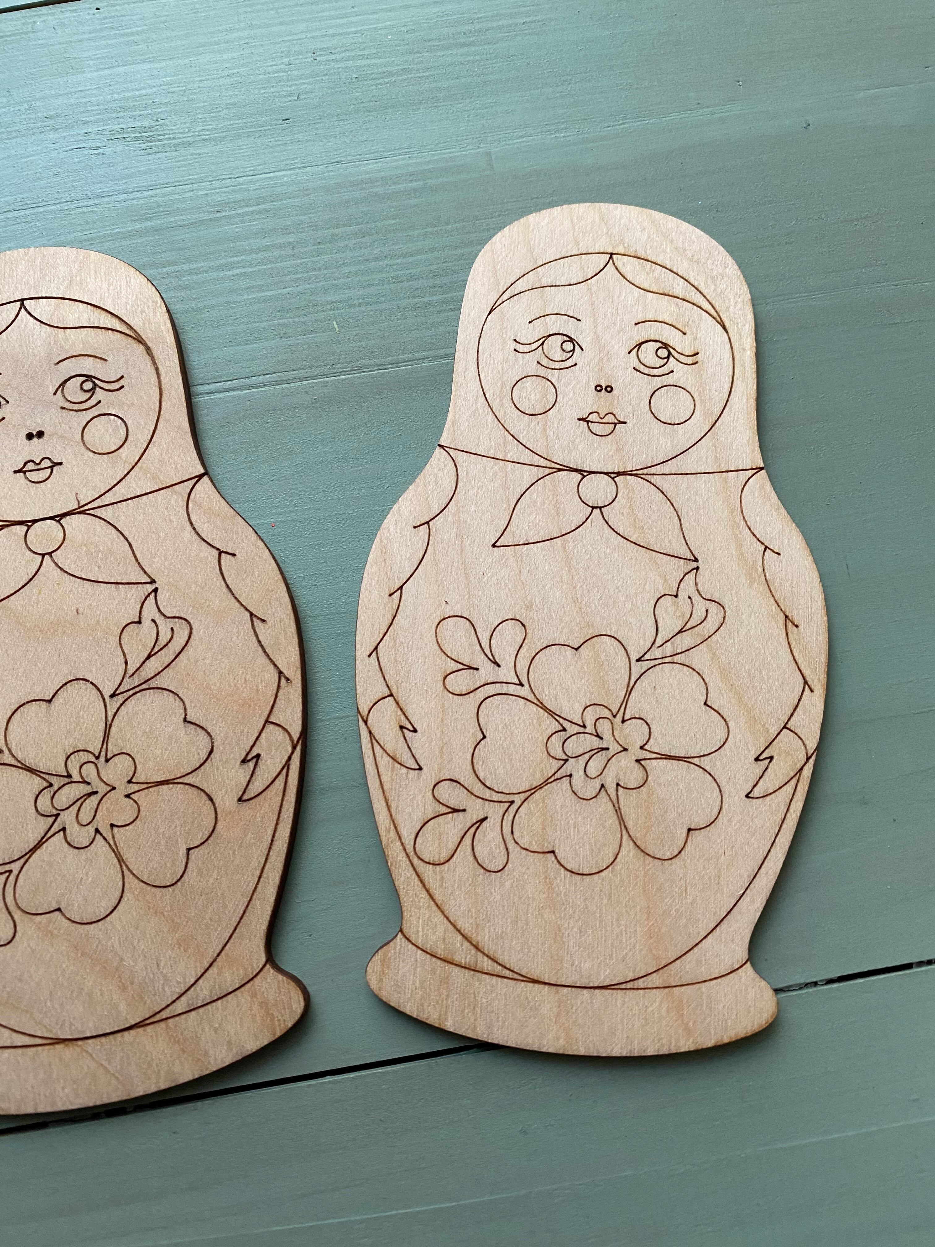 白木 マトリョーシカ ダイカット 木製 塗り絵 トールペイント 表札