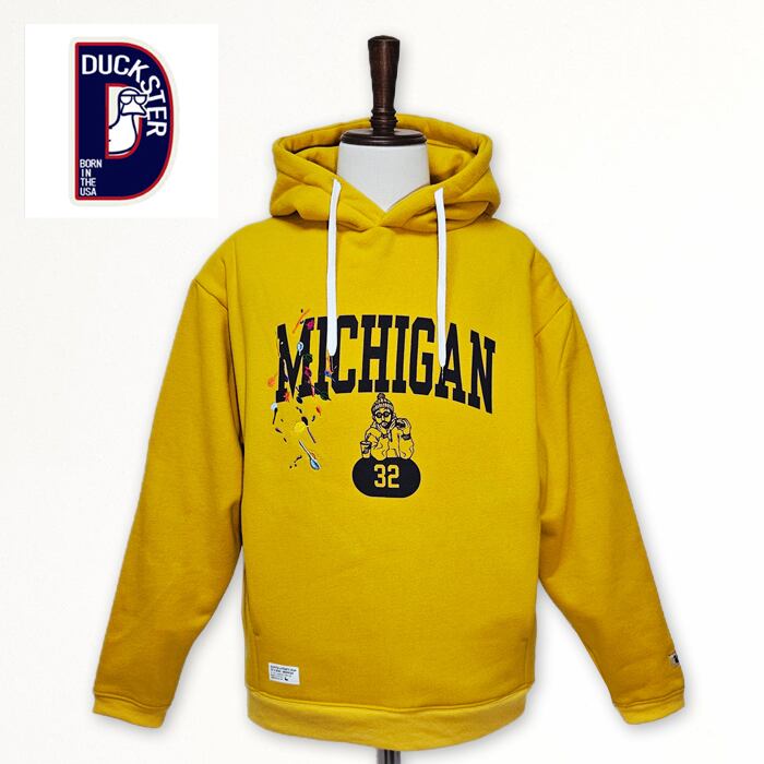 DUCKSTER ダックスター パーカー メンズ カレッジロゴ ペンキ飛ばし 刺繍 裏起毛【送料無料】