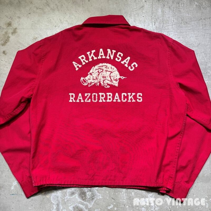 60's Champion チャンピオン コットンジャケット スウィングトップ 白ランタグ レッド ARKANSAS RAZORBACKS Mサイズ 希少 ヴィンテージ BA-2622 RM3041H