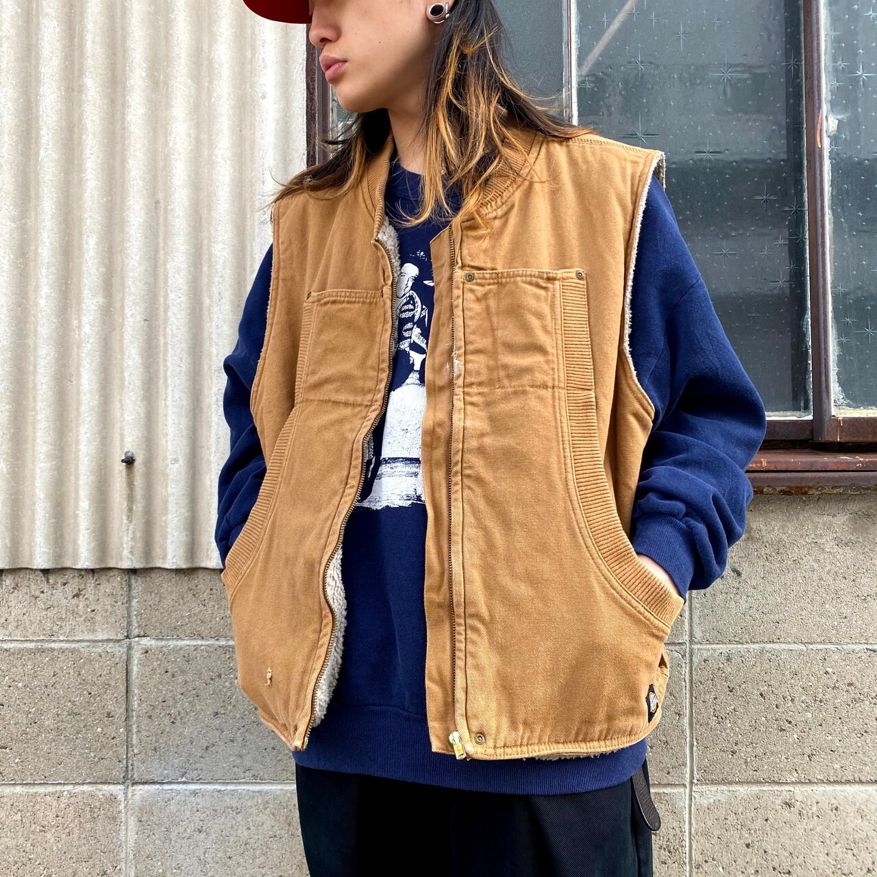 Dickies ディッキーズ ボアライナー ダック地ベスト メンズL 古着 