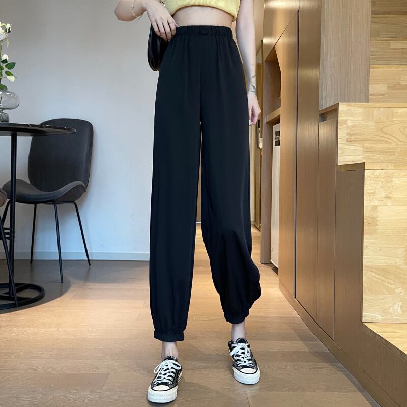 パンツ サマー薄手ハイウェストスリムブラッククロップド 夏物 1号婦人70223434362