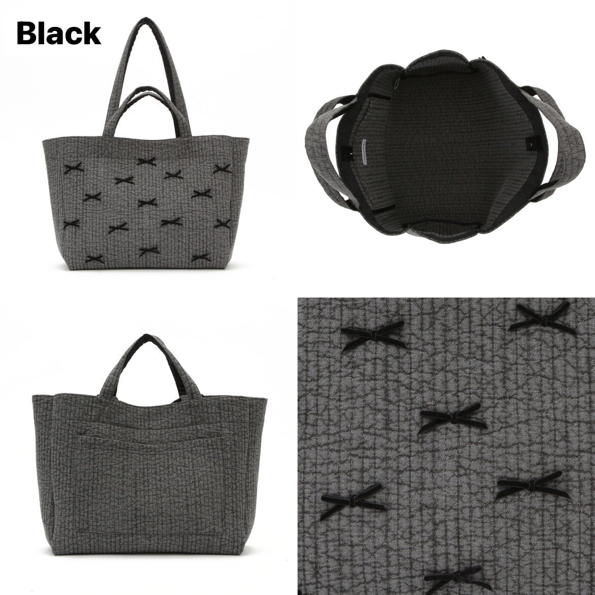 Gypsohila picnic bag M ジプソフィア リボンバッグ 黒-