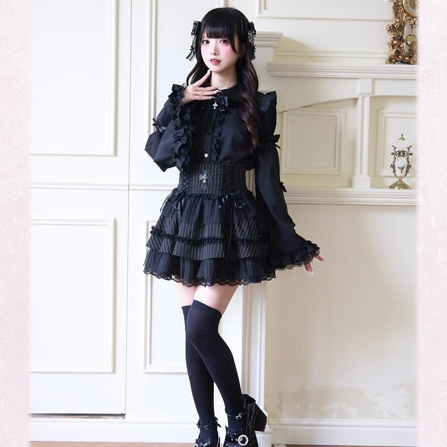 ゴスロリ 姫袖ブラウス レース×リボン 地雷系×量産型対応|WithU ゴスロリ 姫袖ブラウス レース×リボン 地雷系×量産型対応|WithU