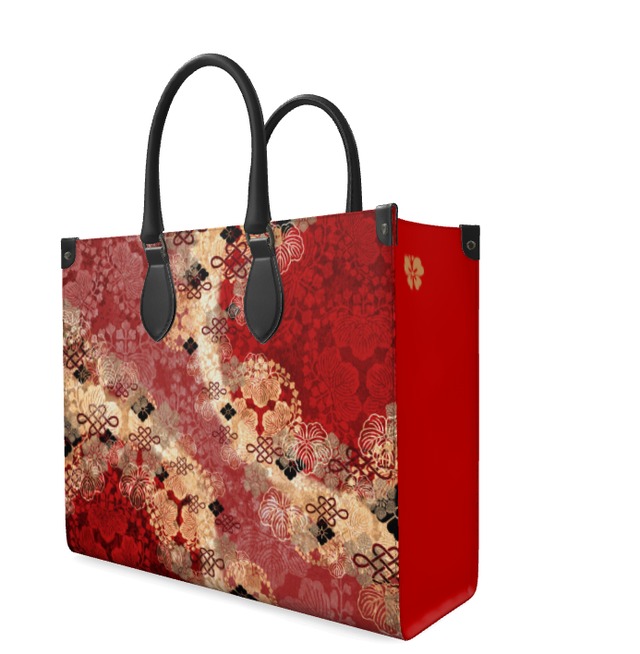 家紋装飾　桃紅　ショッパーバッグ　Made in London