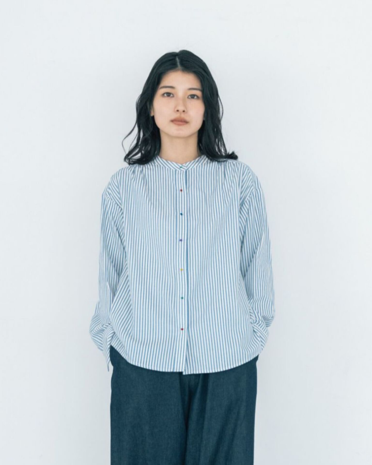 【Pont de Chalons】刺繍ボタンシャツ / BLUE / 22580211