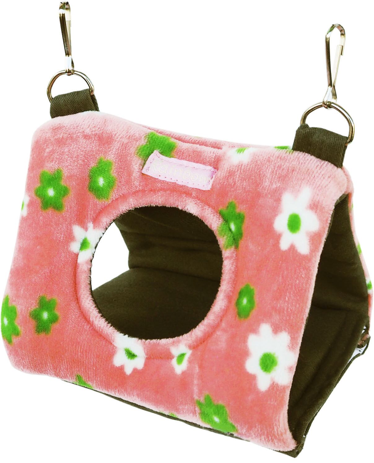 【小鳥用品】お花のさんかくトンネル(S)　ピンク/ブラウン