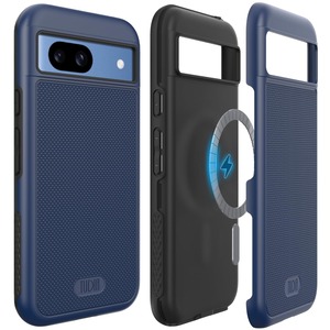 【在庫処分】「米軍規格・MagSafe対応」TUDIA Google Pixel 8a 用ケース (2024)、耐衝撃 すり傷防止 薄型 二重層 滑り止め【内蔵マグネット】磁気性携帯電話ケース・マージグリップ - 藍色