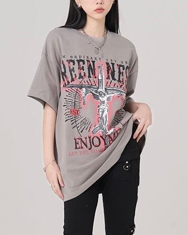 【予約】2c's american street style cross print unisex short sleeve T-shirt