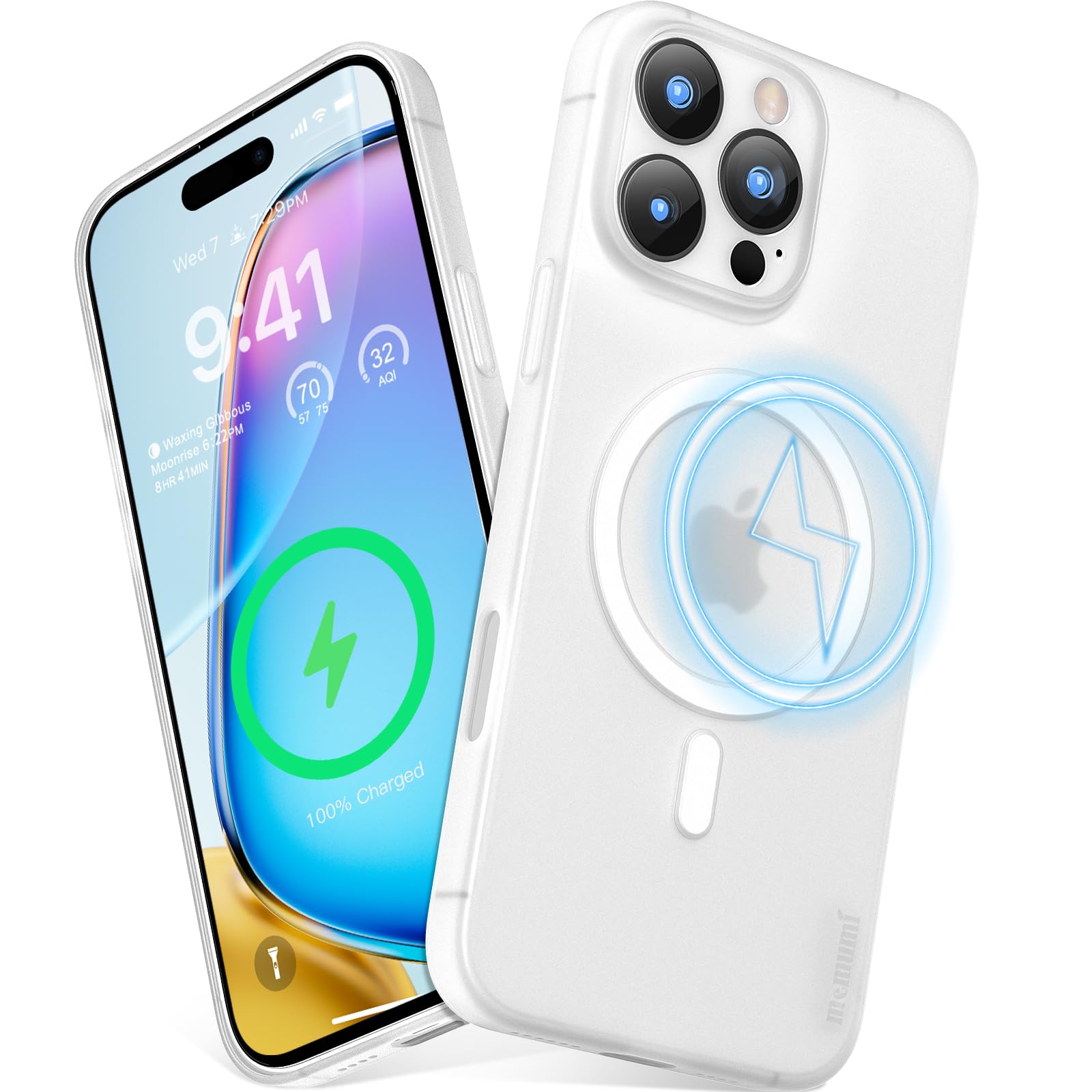 「0.3㎜極薄・マグネット内蔵」iPhone 16 Pro対応ケース memumiマット質感 オリジナル設計 指紋防止 傷付き防止 ワイアレス充電対応 人気ケース·カバー