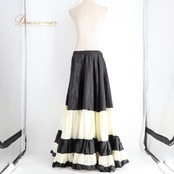 ベリーダンス 衣装 BANU ROSA バーヌローサ ジプシースカート 25ヤード ジプシースタイル ブラック系 無地 シンプル 黒 白 ティアード ボリューム 光沢 華やか かわいい ダンス衣装 イベント ステージ 練習 レッスン ホワイト系