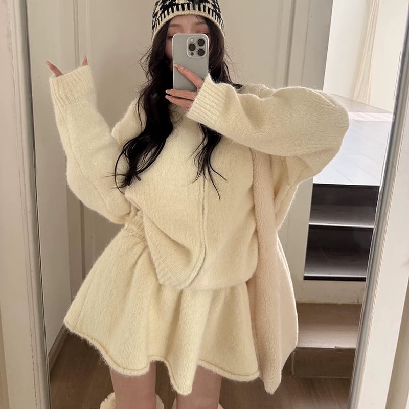 【set】カーディガン×ミニスカートセット Q6596