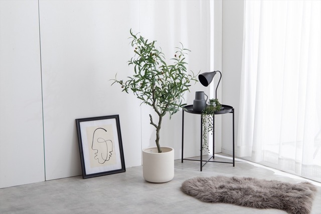 【高さ125cm】日常空間にグリーンを気軽に取り入れられる、光触媒人工観葉植物のオリーブ