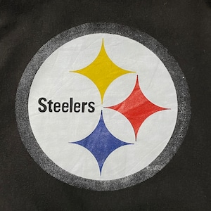 【AMS】NFL Pittsburgh Steelers プリント ロゴ スウェット パーカー フーディー アメリカンフットボール XL US古着