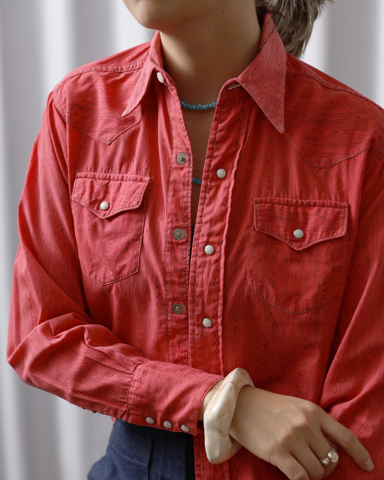 1960's Wood Pattern / Cowboy Shirt