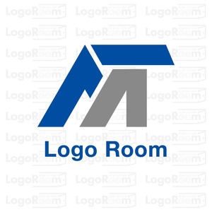 No822 MとTのロゴ【アルファベット、M、T、青、グレー、シンプル、フラット、建築、建設、製造、設備、団体、IT、WEB、ネット、テクノロジー】