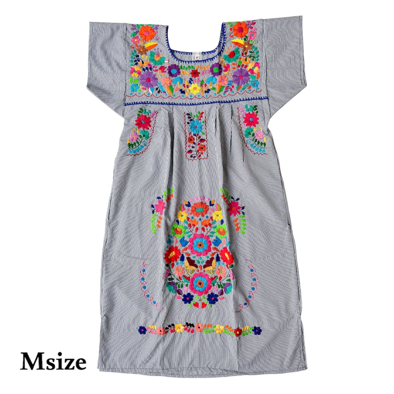 メキシコ刺繍 ワンピース 花柄 鳥刺繍 赤 半袖 民族 花柄 エスニック M相当 メキシカンドレス メキシコ 刺繍ワンピース メキシコ製 鳥刺繍 花刺繍