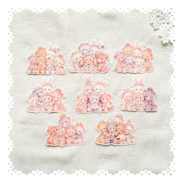 【花冠のくまたち】ダイカットメモ（全8柄）