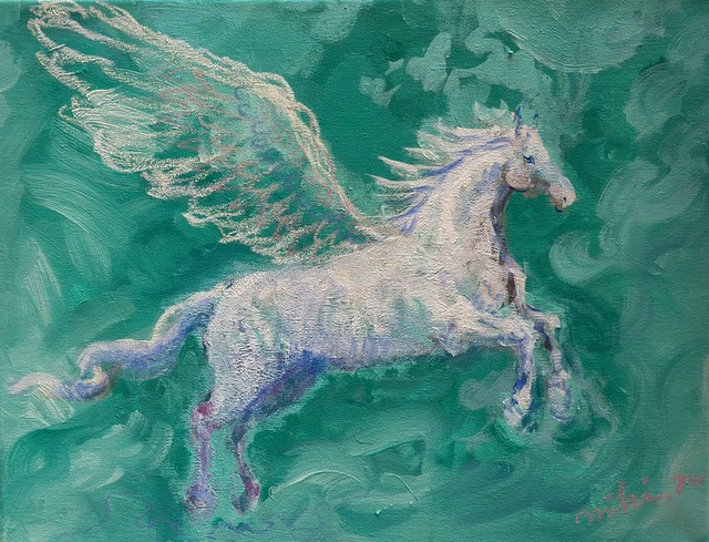 西美紀 ｜【飛翔〜soar freely〜】ペガサス　キャンバス　絵画　原画　アクリル画　一点物