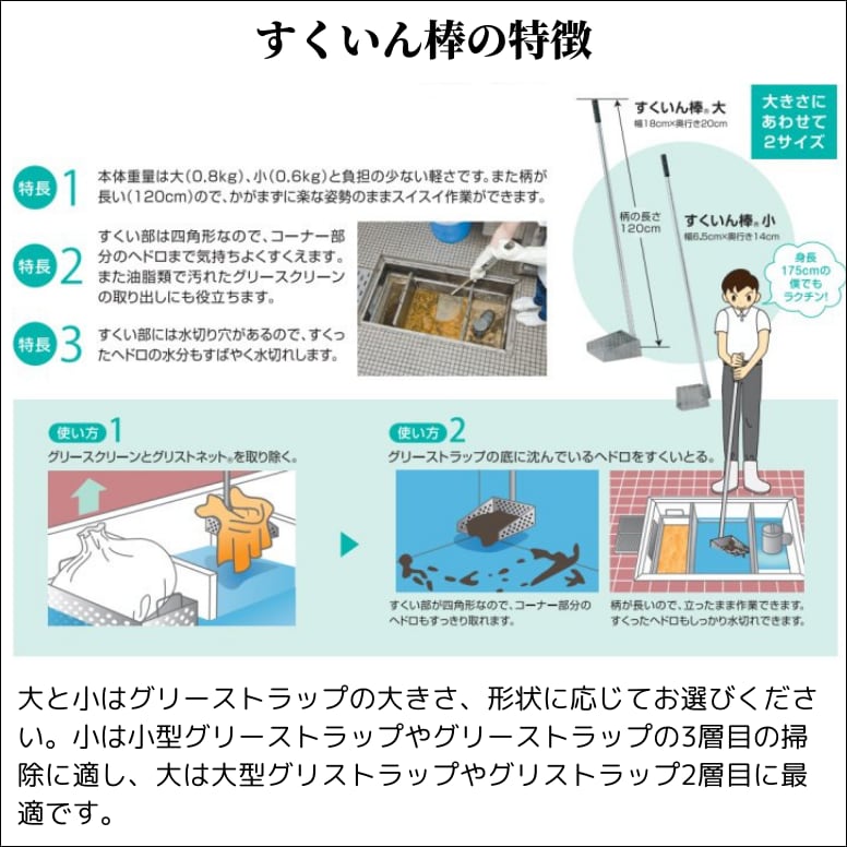 旭化成 すくいん棒大 グリストラップ グリーストラップ グリース阻集器 らくちん 清掃用具 水切り穴あり ステンレス製 送料無料 エコ洗剤のお店  STORE ECO