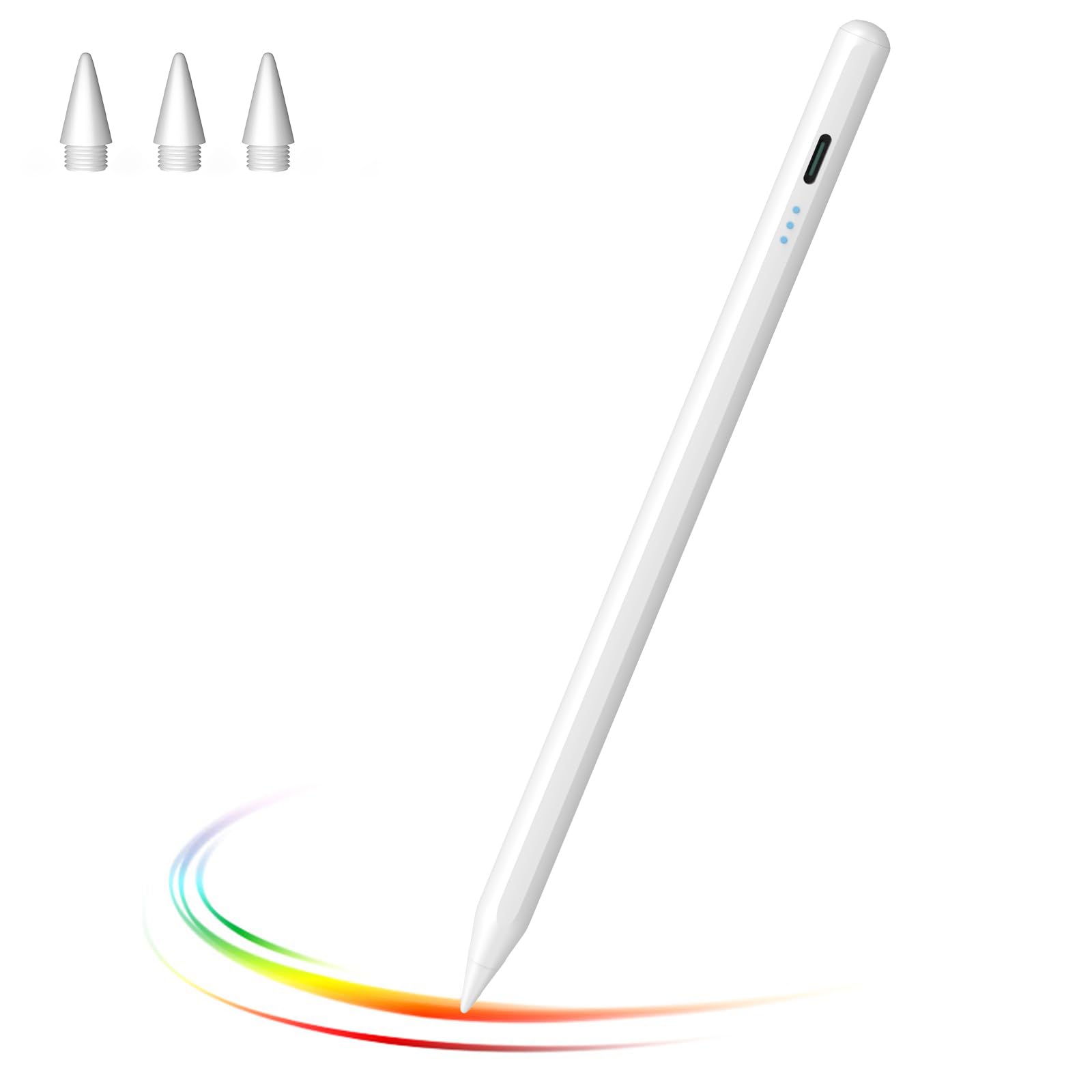 Mixoo iPad ペン タッチペン Type-C急速充電 パームリジェクション 超高感度 磁気吸着 傾き感知 2018年以降iPad対応 ホワイト