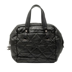 シャネル ココマーク パリビアリッツ ハンドバッグ ブラック PVC レディース CHANEL 【中古】