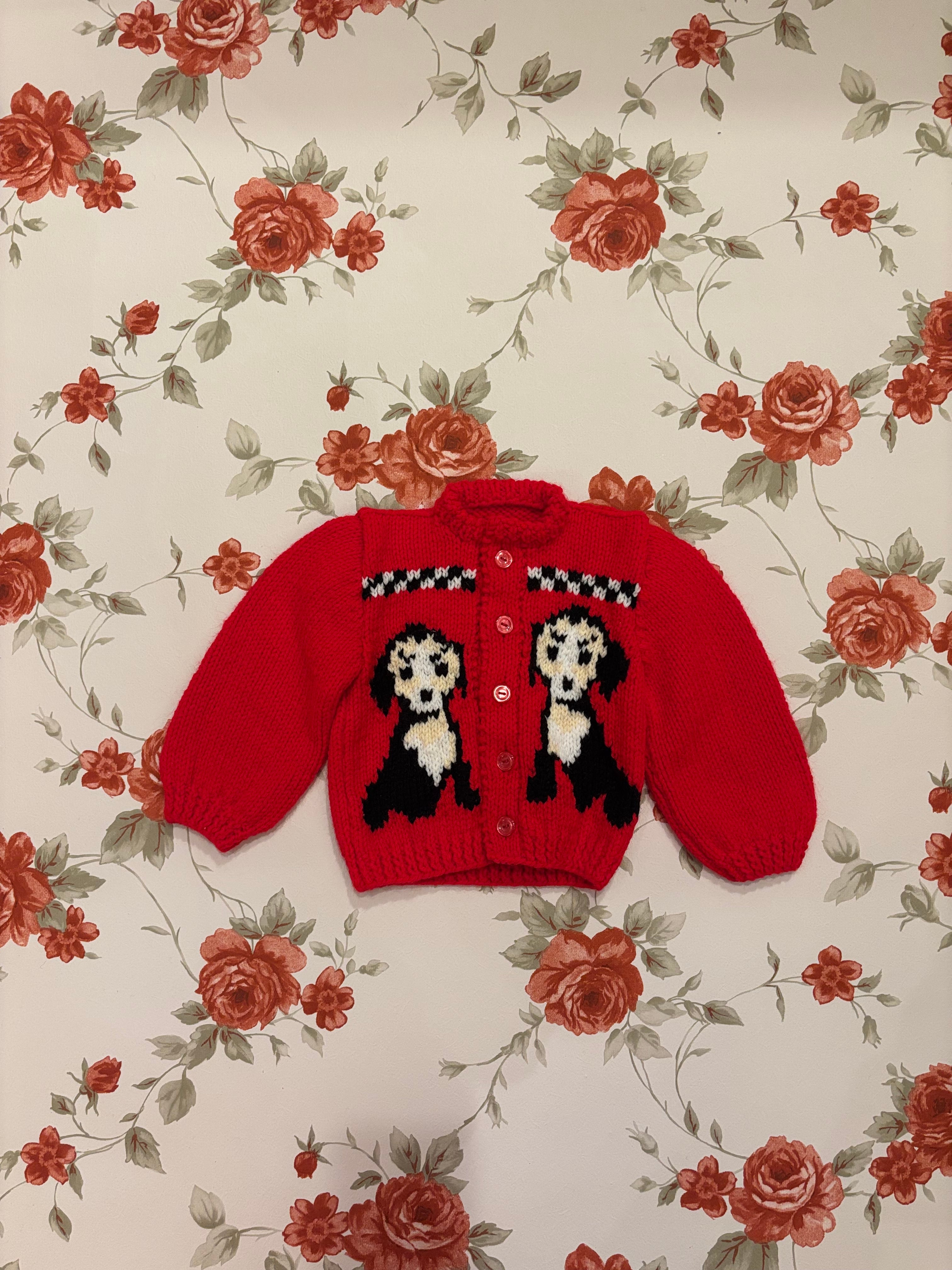 【KIDS vintage】 dog cowichan sweater. about 18m