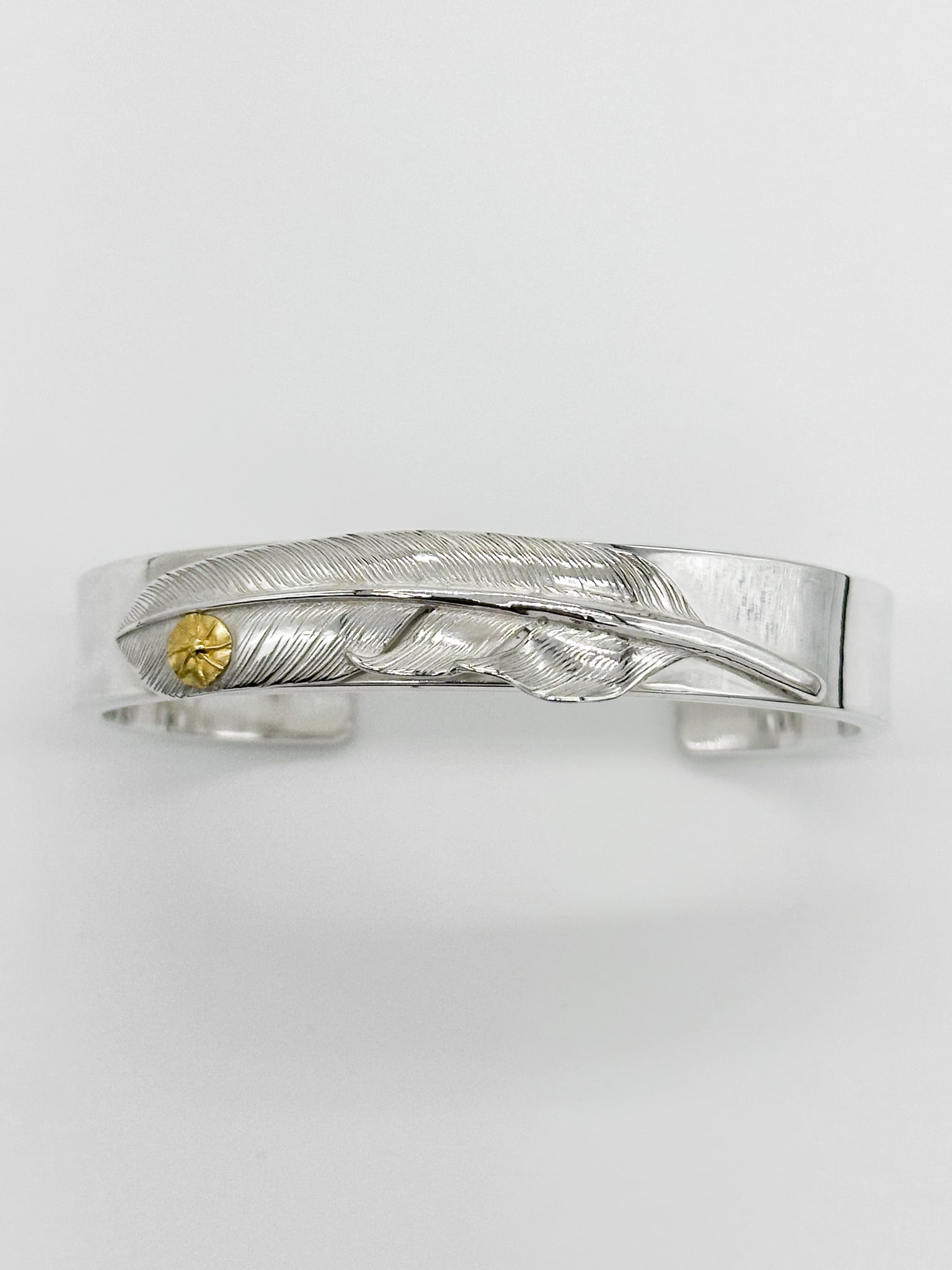 STUDIO T&Y Plain Bangle 12mm width with Feather L & Gold point S