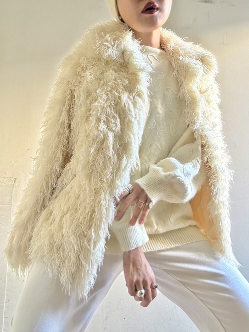 1970s Vintage Shaggy Knit Jacket