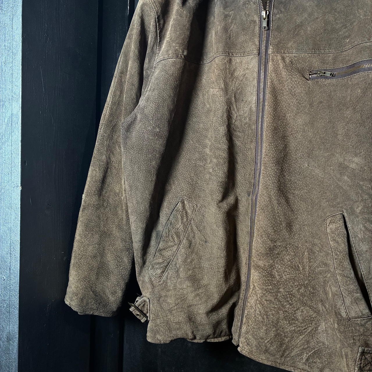 フライトジャケット風 スエードジャケット カーキ / ボア襟