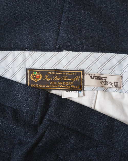 [Late 90's-Early 00's] "VINCI / Loro Piana Fabric" ZELANDER Pure Wool 2-Pleat Trousers (Made in Italy)
