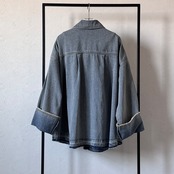 【受注予約:1月下旬入荷予定】W zip フリンジツイルデニムオーバーJK/ブルー