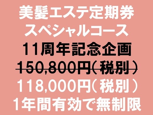 【分割払い（3回）】美髪ｴｽﾃ定期券（ｽﾍﾟｼｬﾙｺｰｽ）（2026年8月31日まで）