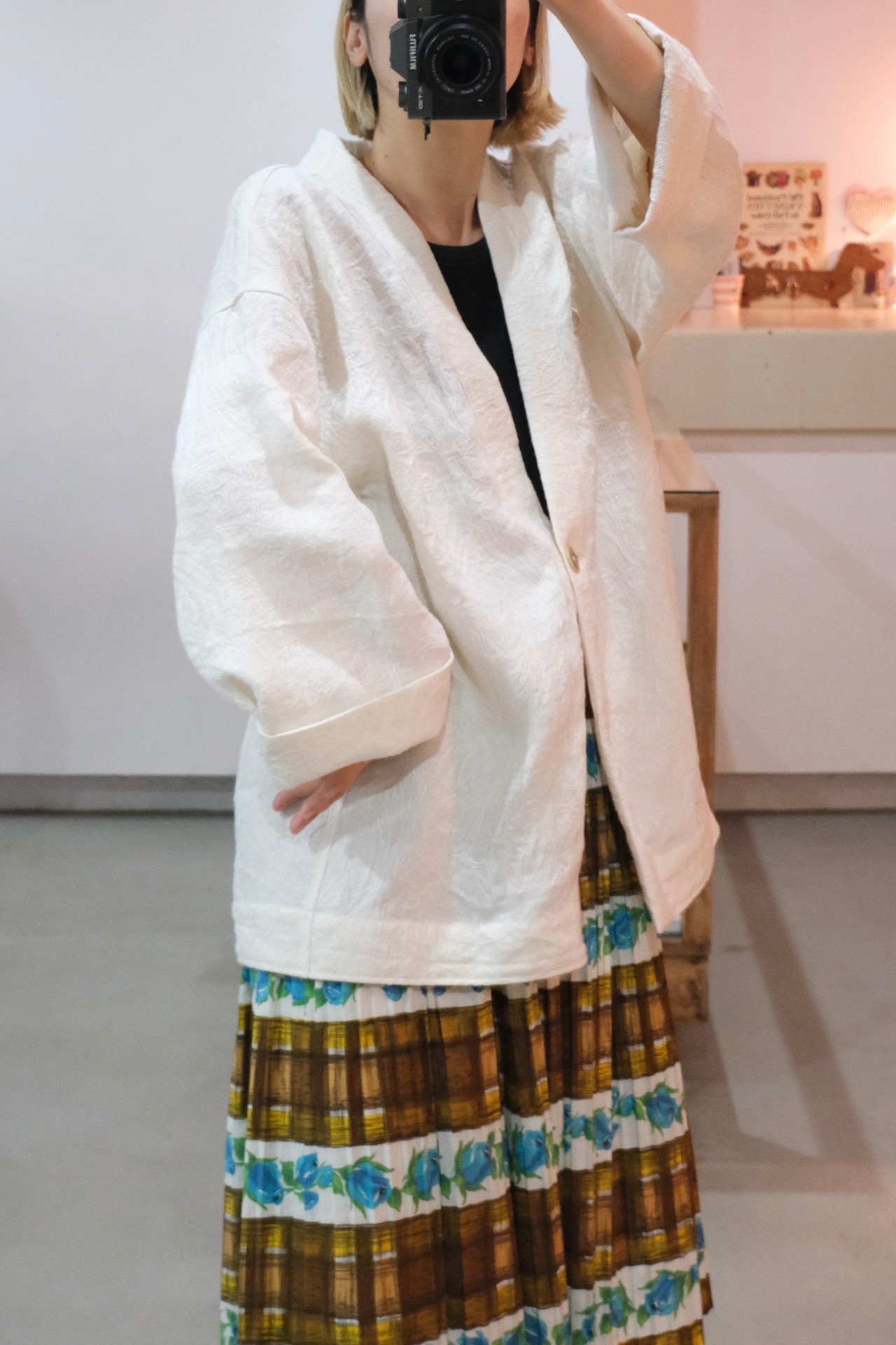 【suie】Linen Jacquard Gown／リネンジャガードガウン