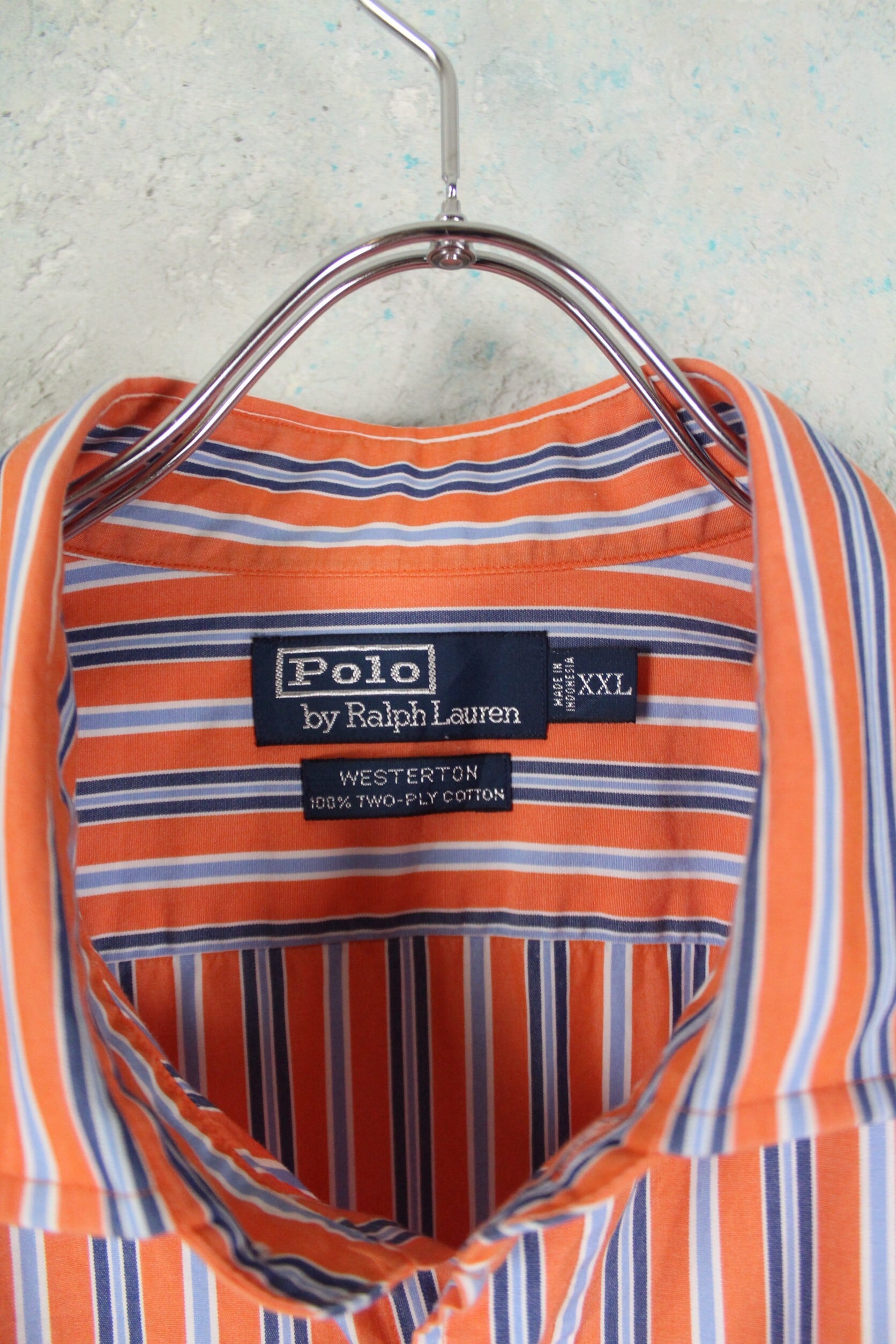 Polo by Ralph Lauren オレンジ×ブルー ストライプシャツ【FF-3638】 | cv