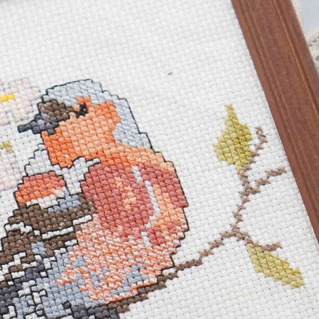 スウェーデン 小鳥のクロスステッチフレーム | Anneli folkcraft